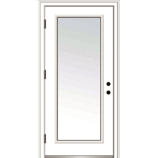 Verona Home Design Clear Lowe Glass 80'' Flush Steel Front Entry Doors